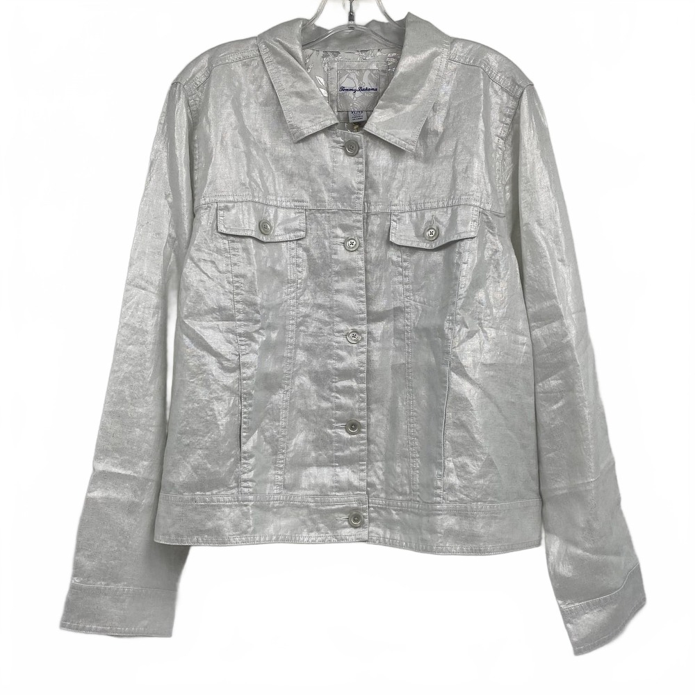 Tommy Bahama White Linen Button-Up Jacket | Women’s XL